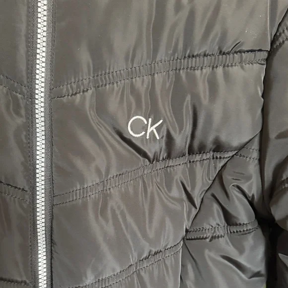 Calvin Klein Kids Black Puffer Coat with Fur Hood - Picture 9 of 16
